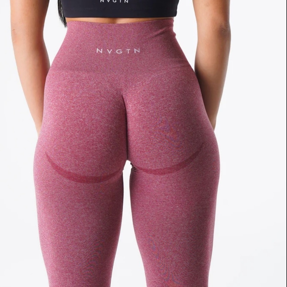 NVGTN Women's Maroon High-Waisted Seamless Leggings - Picture 3 of 8
